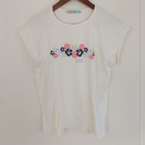 Carve Designs Top Women's Size XL White Floral Fitted Rash Guard Made In USA